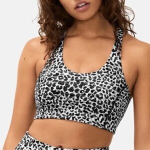 Outdoor Voices Doing Things Cheetah Snow Leopard Print Sports Bra Mesh Back